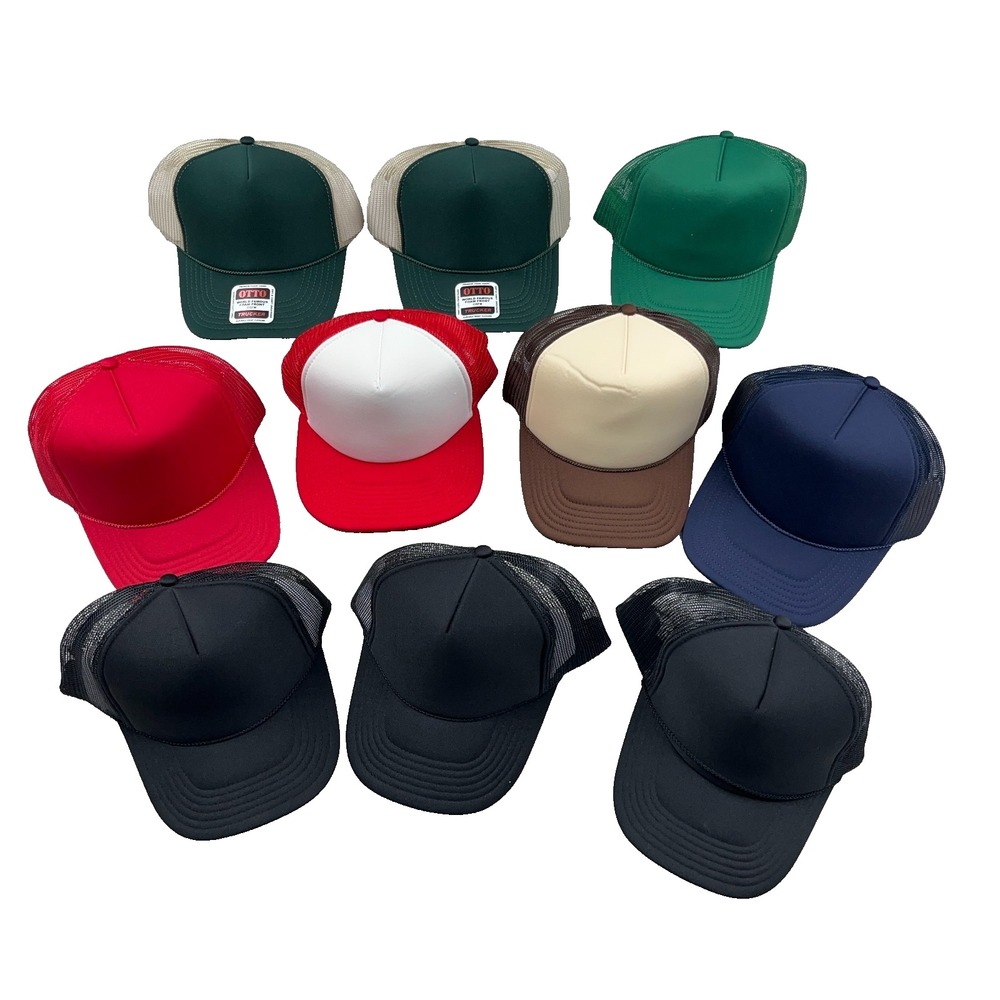 Otto Blank Trucker Hat Lot Cap Snapback Mesh Back Retro Deadstock Mixed Bundle B